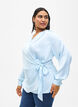 Festbluse i sateng med omslag, Delicate Blue, Model image number 0