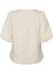 Jacquard bluse med puffermer og A-linjeform, Vanilje, Packshot image number 1