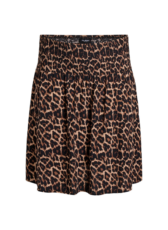 Kort skj&oslash;rt med vaffelsydd midje, Brun, Packshot image number 0