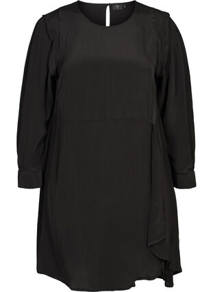 Langermet kjole i viskose, Black, Packshot image number 0