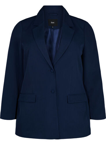 Klassisk blazer med knappelukking, Navy Blazer, Packshot image number 0