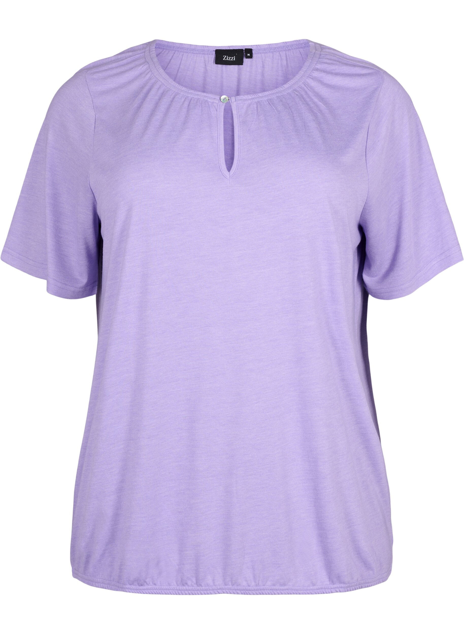 Zizzi Melange Bluse med korte ermer, Violet Tulip Mel., Packshot image number 0