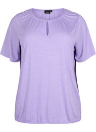 Melange Bluse med korte ermer, Violet Tulip Mel.
