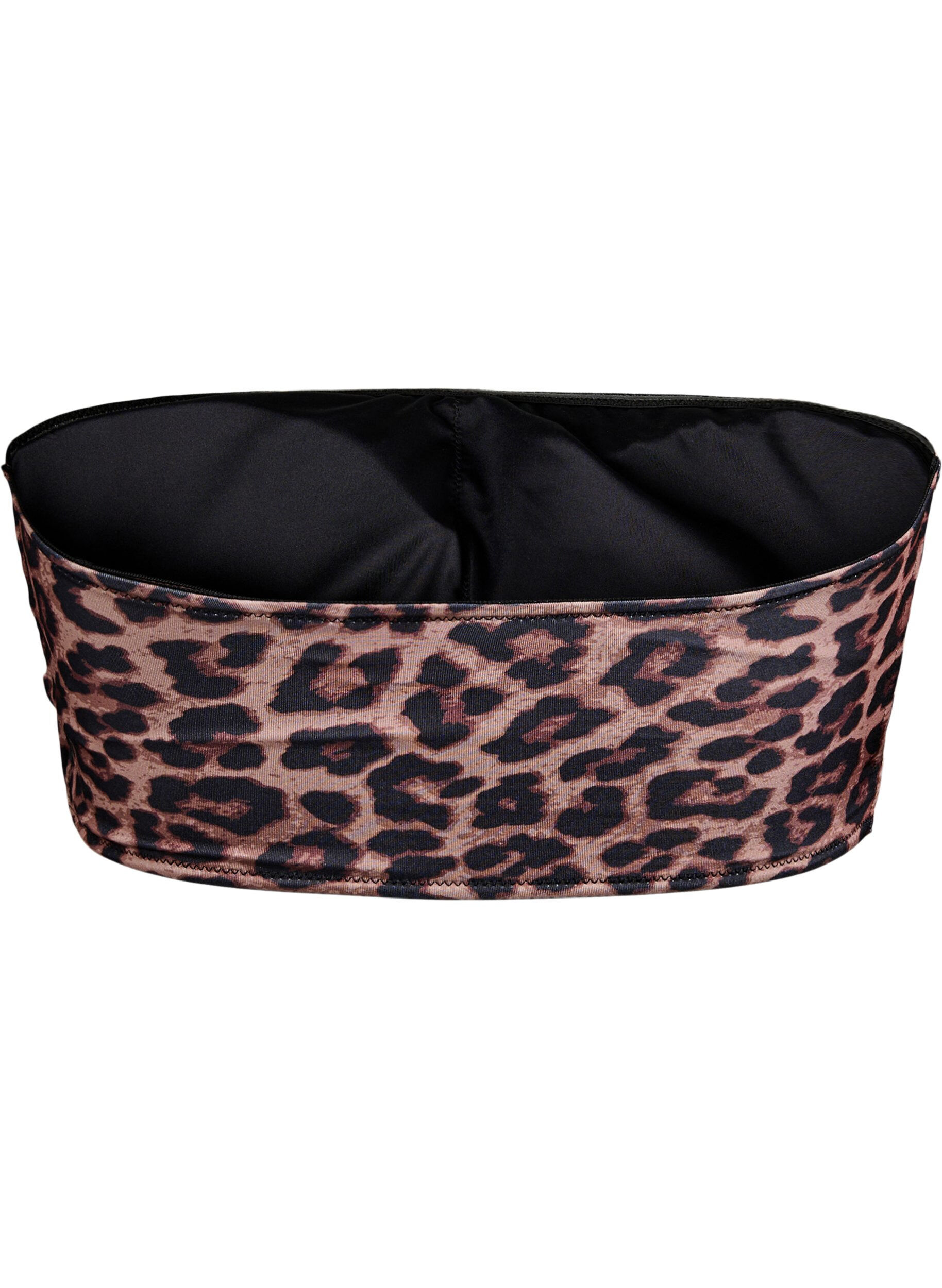 Zizzi Leopardm&oslash;nstret bandeau bikinitopp, Beige, Packshot image number 1