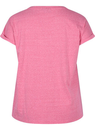 Melert T-skjorte i bomull , Fandango Pink Mél, Packshot image number 1