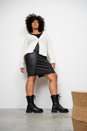 Wide fit skinnstøvler med glidelås og snøre, Black, Model image number 0