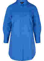 Lang bomullsskjorte med lomme på brystet, Dazzling Blue