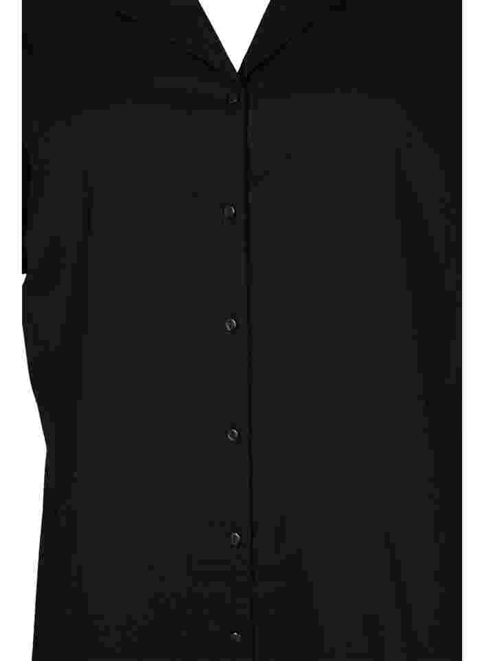Lang bomullsskjorte med korte ermer, Black, Packshot image number 2
