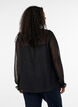 Skjortebluse med blondeinnlegg og prikkem&oslash;nster, Svart, Model image number 2