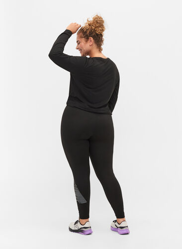 Treningstights med refleksmønster, Black w. Reflex, Model image number 1