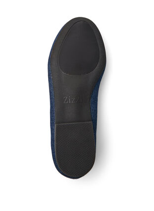 Zizzi Wide fit - Denim ballerina med sløyfe, Blå, Packshot image number 4