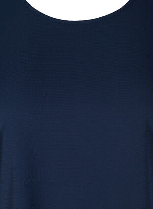 Bluse med korte ermer og rund hals, Navy Blazer, Packshot image number 2