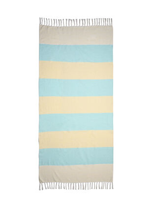 Stripete hammam håndkle med frynser, Brook Green Comb, Packshot image number 2