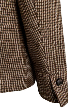 Zizzi Kort ulljakke med dobbeltradede knapper, Brown Check , Packshot image number 4