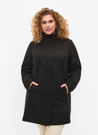 Jakke med lommer og høy krage, Svart Jakke med lommer og høy krage, Svart, Model