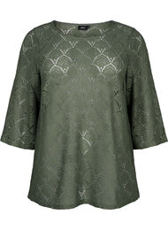 Hekle Bluse med 3 / 4 ermer, Thyme