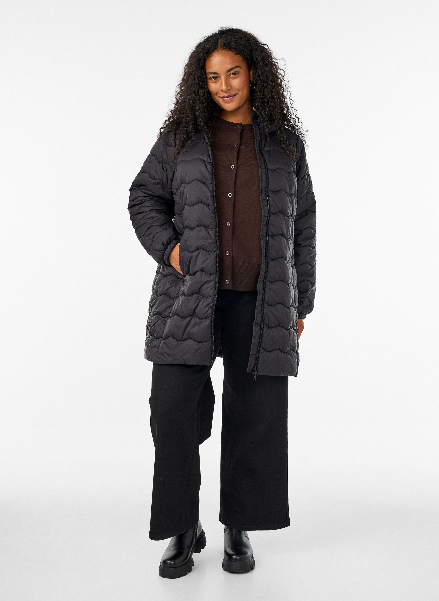 ZizziQuiltet jakke, Svart, Model image number 1