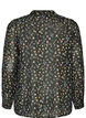 Bluse med heldekkende trykk og kort knappestolpe, Svart, Packshot image number 1