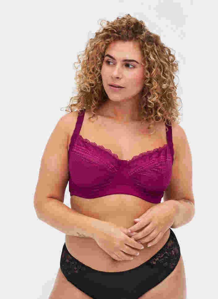 Emma BH med blonder og bøyle, Magenta purple, Model image number 0