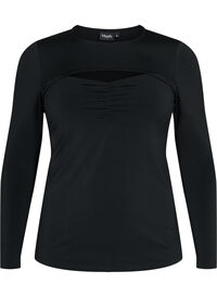 Cut-out bluse med lange ermer