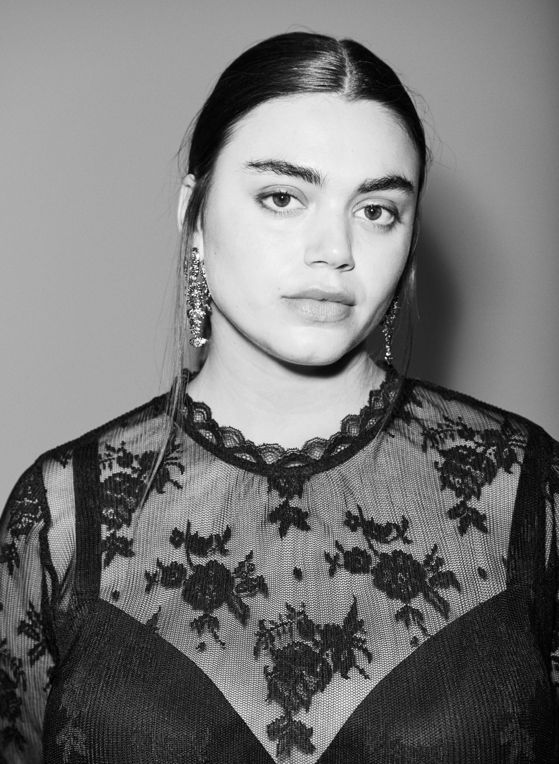 Zizzi Langermet meshbluse med blondem&oslash;nster, Svart, Image image number 0