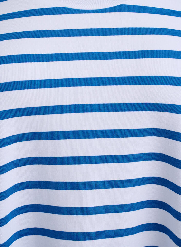 Stripete jerseykjole med korte ermer, Blå, Packshot image number 2