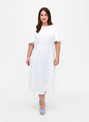 Zizzi Festkjole i empiresnitt, Bright White, Model image number 0