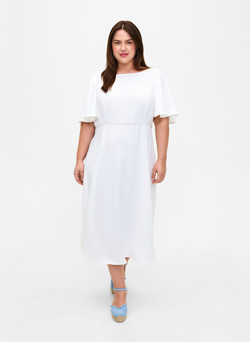 Festkjole i empiresnitt, Bright White, Model image number 0
