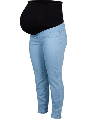 Jeggings til gravide med baklommer, Light blue, Packshot image number 0