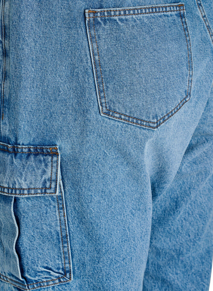 Loose fit cargojeans med høy midje, Light Blue, Packshot image number 3