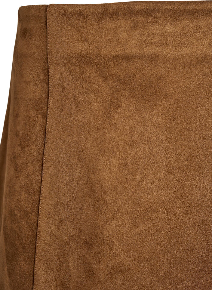 Kort A-linjeskjørt i imitert semsket skinn, Brown Fake Suede , Packshot