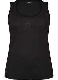 Figurn&aelig;r topp med motiv, Svart