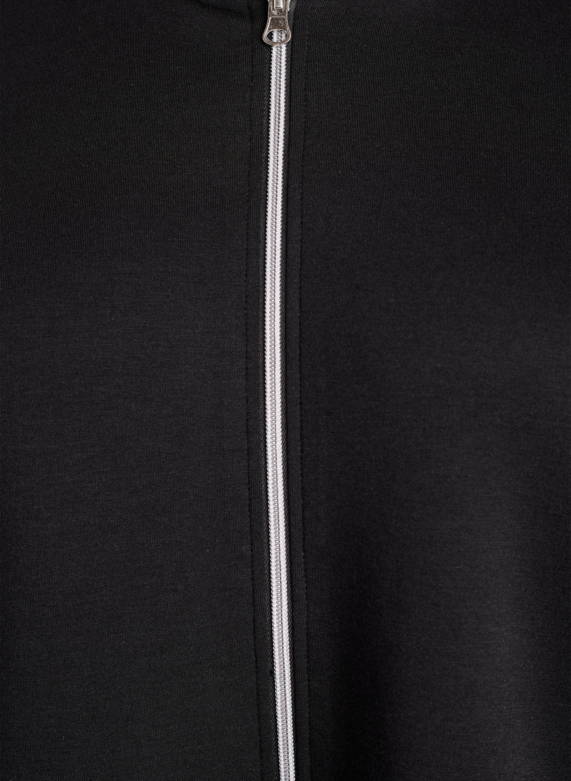 Zizzi Scuba hettegenser med glidel&aring;s og lommer, Svart, Packshot image number 2