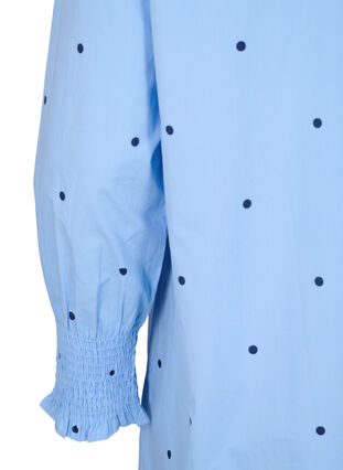 Zizzi Kjole med prikker og lange ermer, Blå, Packshot image number 3