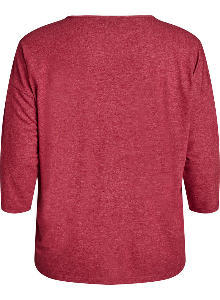 Jersey bluse med 3/4 ermer, R&oslash;d, Packshot image number 1