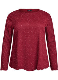 Langermet bluse med rhinsteiner, Cabernet