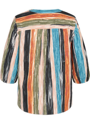 Stripete bluse med 3/4-ermer, Multi Stripe AOP, Packshot image number 1