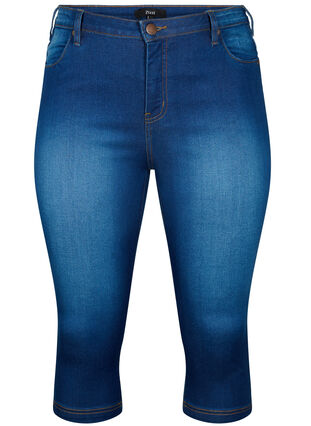 Amy capribukser med høyt liv og super slim fit, Blue denim, Packshot image number 0