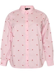 Skjorte med broderte blomster, Rosa