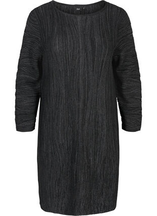 Langermet strikkekjole, Dark Grey Melange, Packshot image number 0
