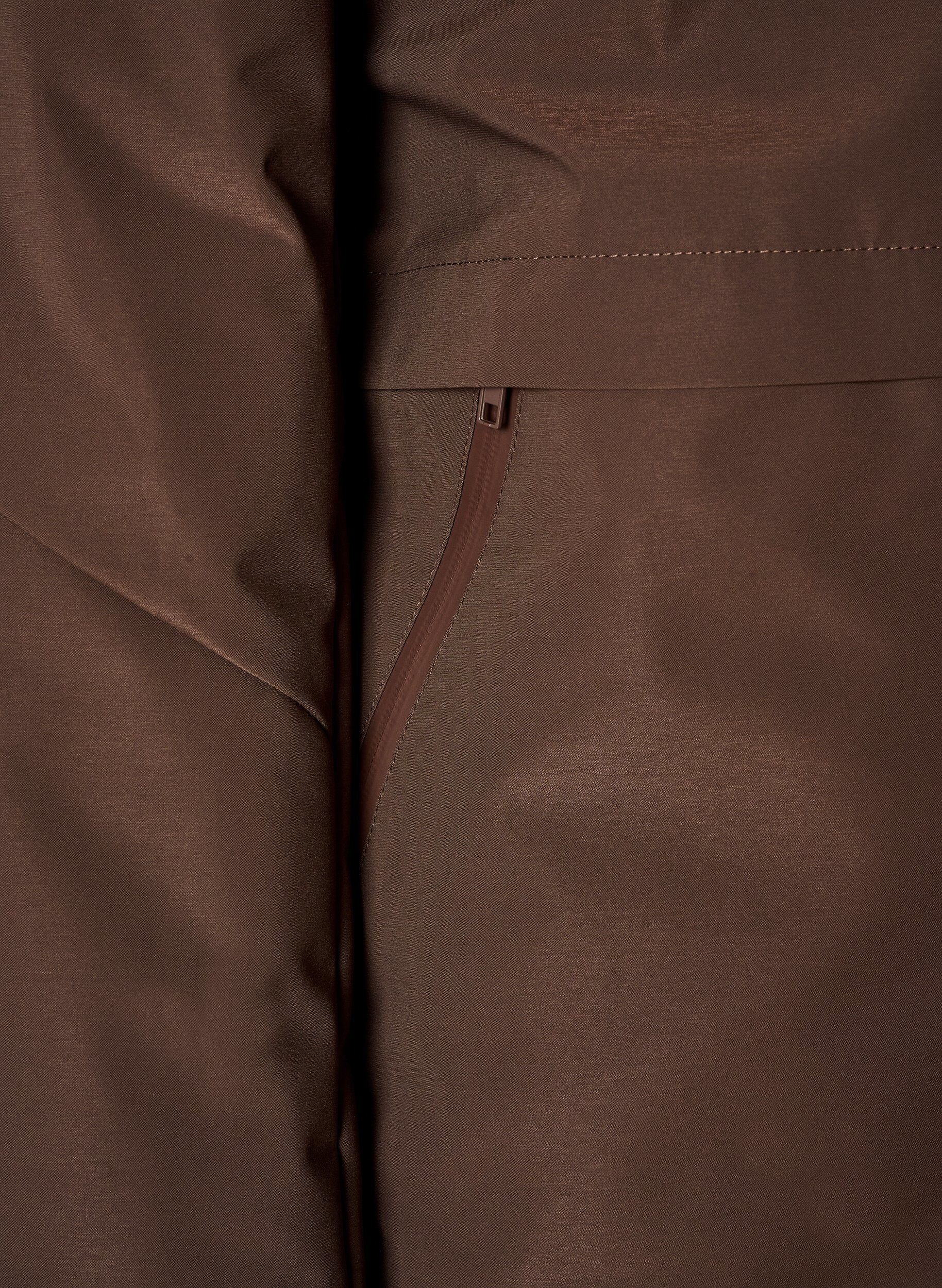 ZizziVinterjakke med hette og justerbar midje, Brun, Packshot image number 3