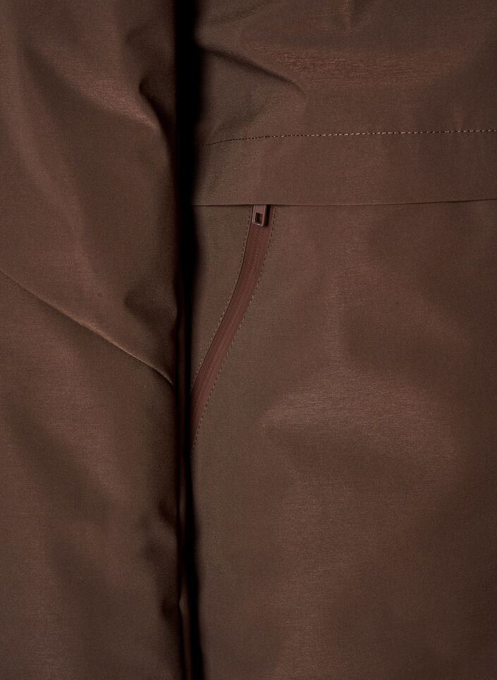 Vinterjakke med hette og justerbar midje, Brun, Packshot image number 3