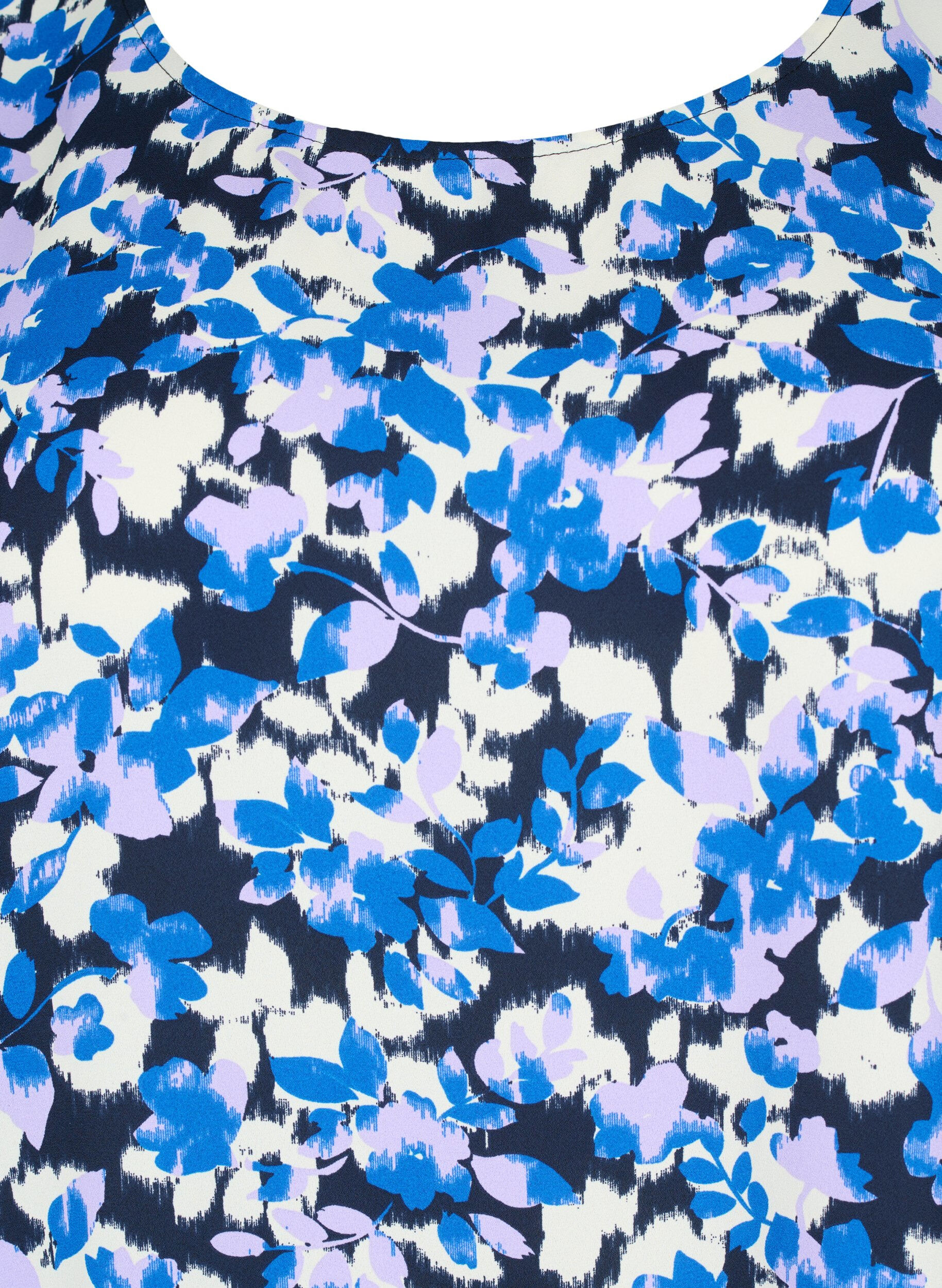 Zizzi FLASH - Bluse med lange ermer og trykk	, Blue Purple Flower, Packshot image number 2