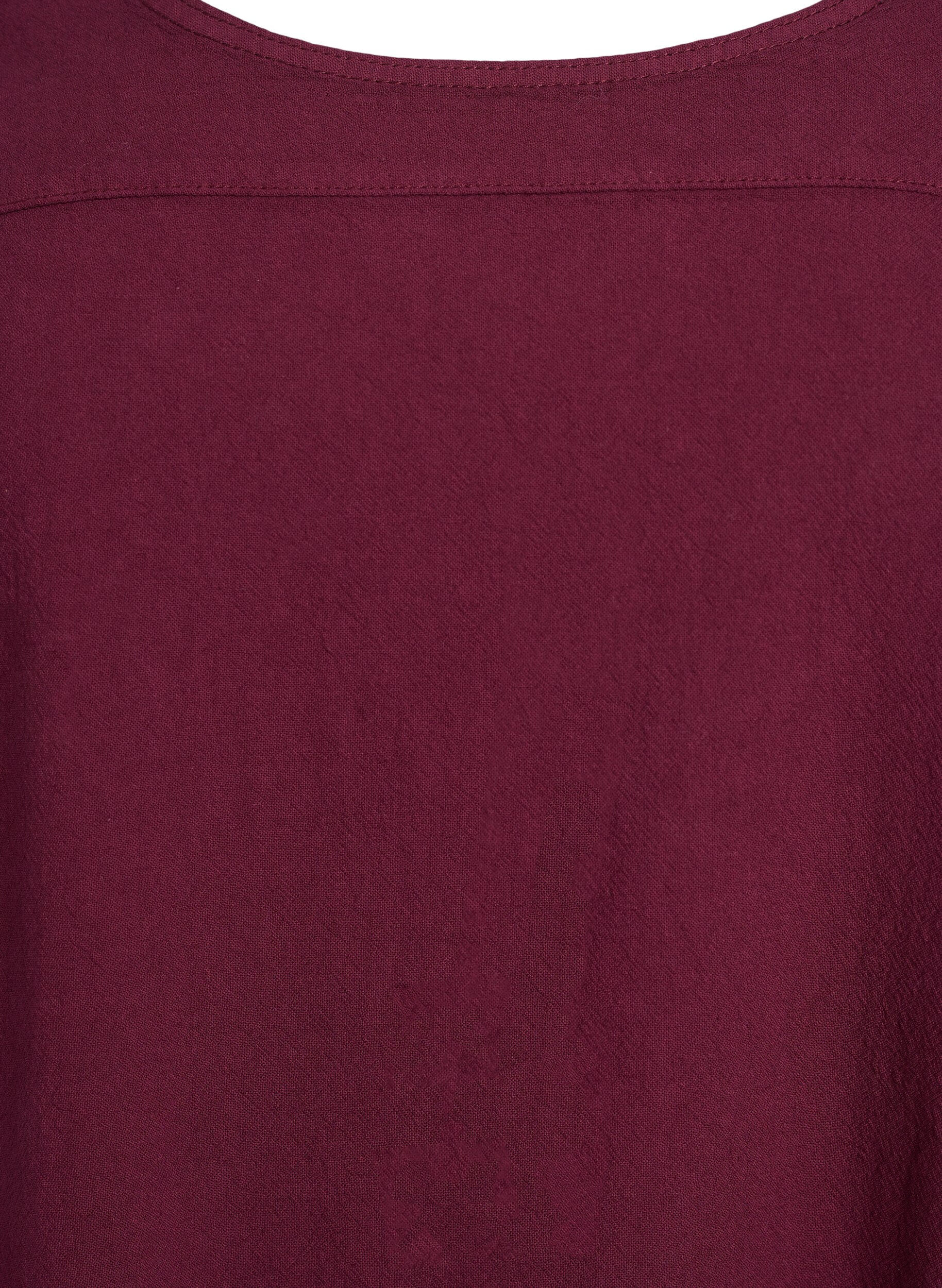 ZizziKortermet bomullskjole, M&oslash;rk Bordeaux, Packshot image number 2