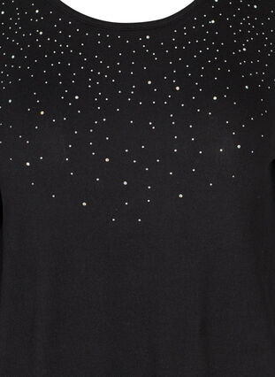 Langermet bluse med nagler, Black w. Shiny Studs, Packshot image number 2
