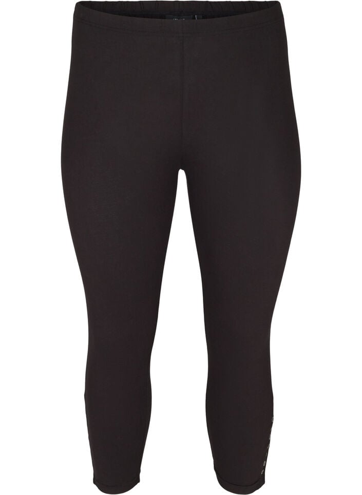 3/4-leggings med knapper, Svart, Packshot image number 0