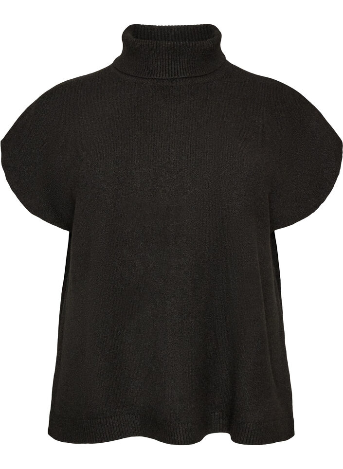 Strikket vest med h&oslash;y hals, Svart, Packshot image number 0