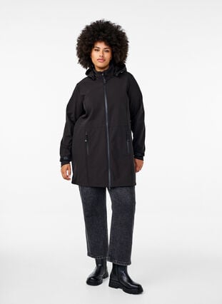 Zizzi Softshell-jakke med avtagbar hette, Svart, Model image number 1