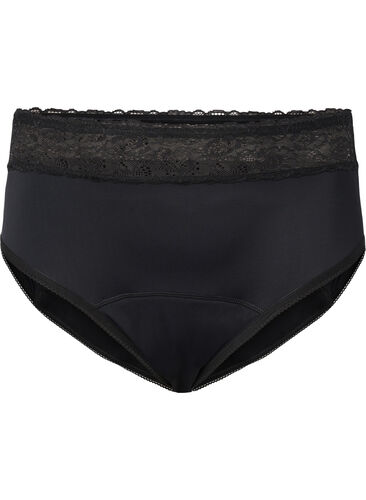 Menstruasjonstruser med blonder, Black, Packshot image number 0