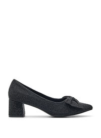 Wide fit - Pumps med sløyfe og rhinesteiner, Svart Wide fit - Pumps med sløyfe og rhinesteiner